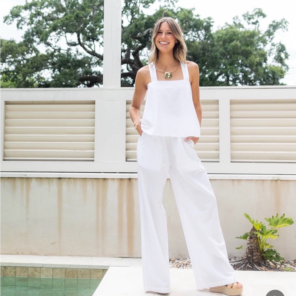 Linen/Cotton Blend white Top and Pant set